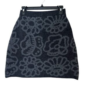 Marimekko x Uniqlo NWT 100% Wool Knit Floral Mini Skirt Women’s S Gray Pull On